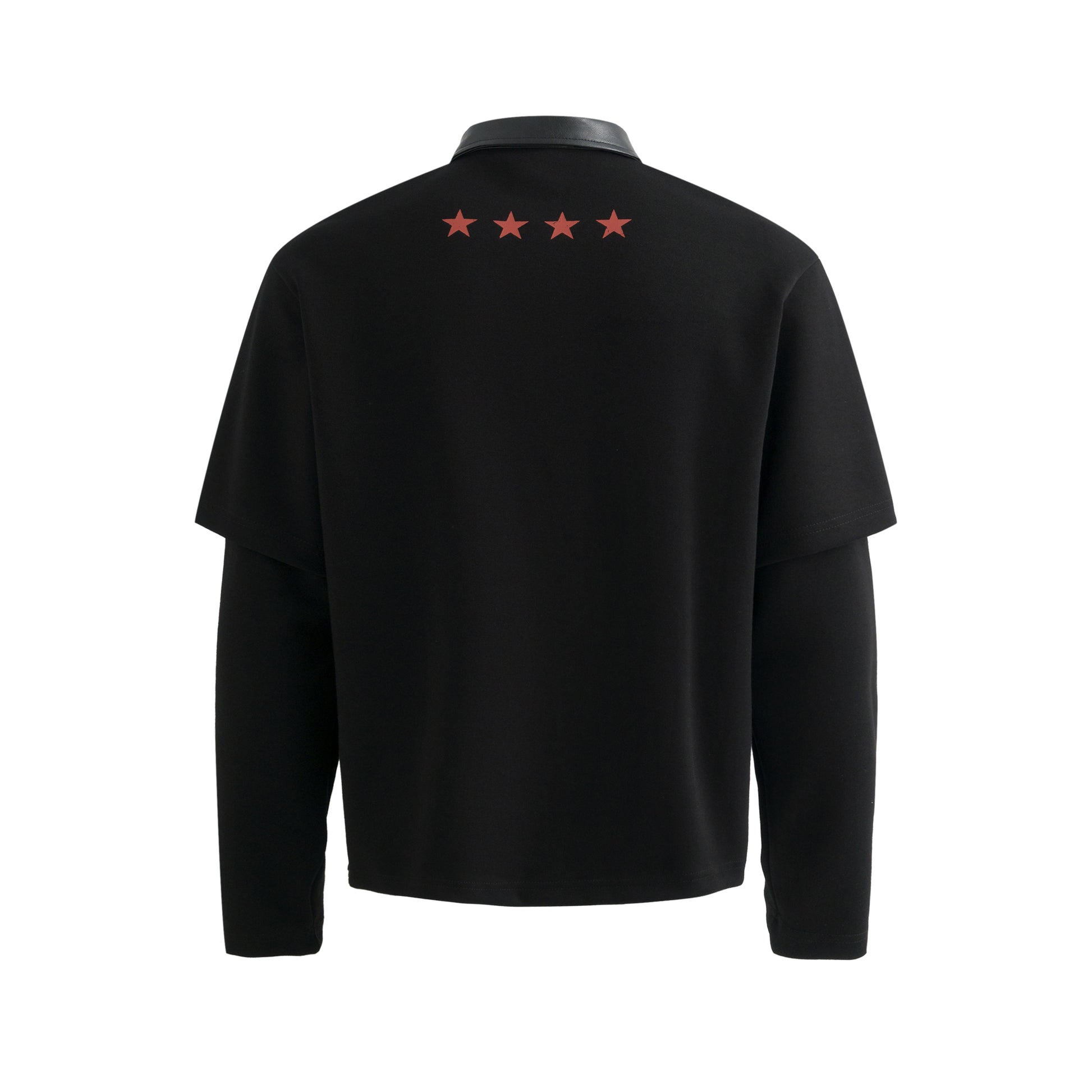 Star Print Patchwork | Leather-Neck Sweatshirt - Santo 