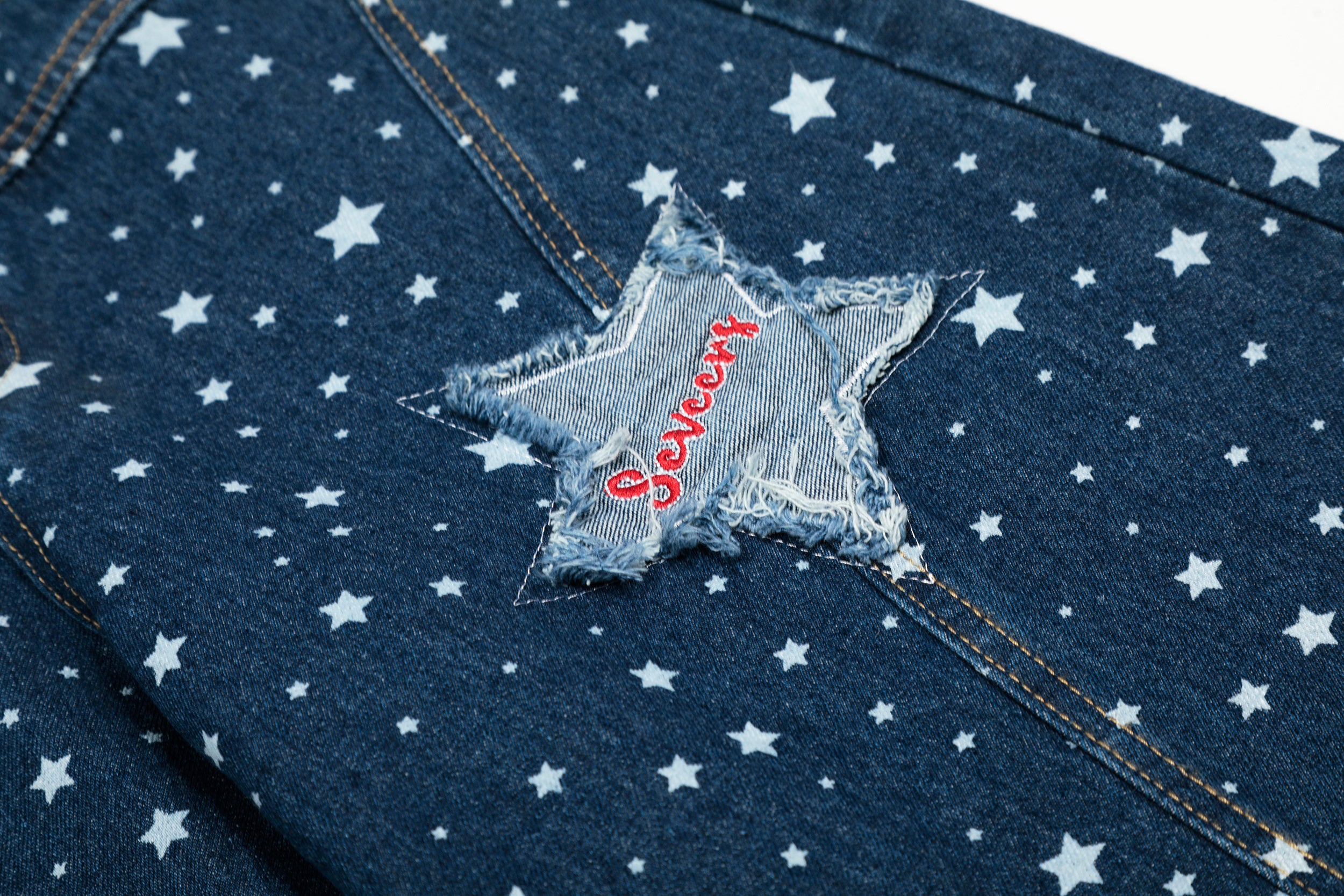 Seventy Star | All-Over Star Print Jeans with Applique