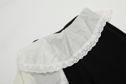 Asym Draper | Flared Pants with White Draped Skirt Layer