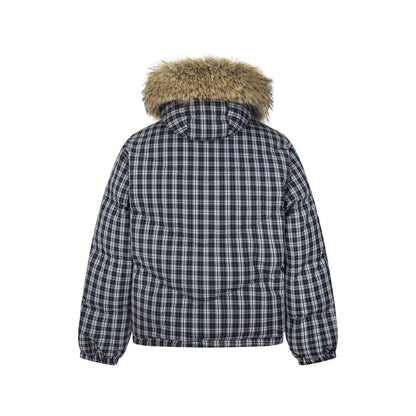 Winter Nest | Faux Fur Trimmed Plaid Puffer