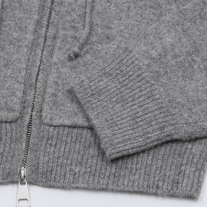 Offtrack Zip | Off-Shoulder Knit Hoodie
