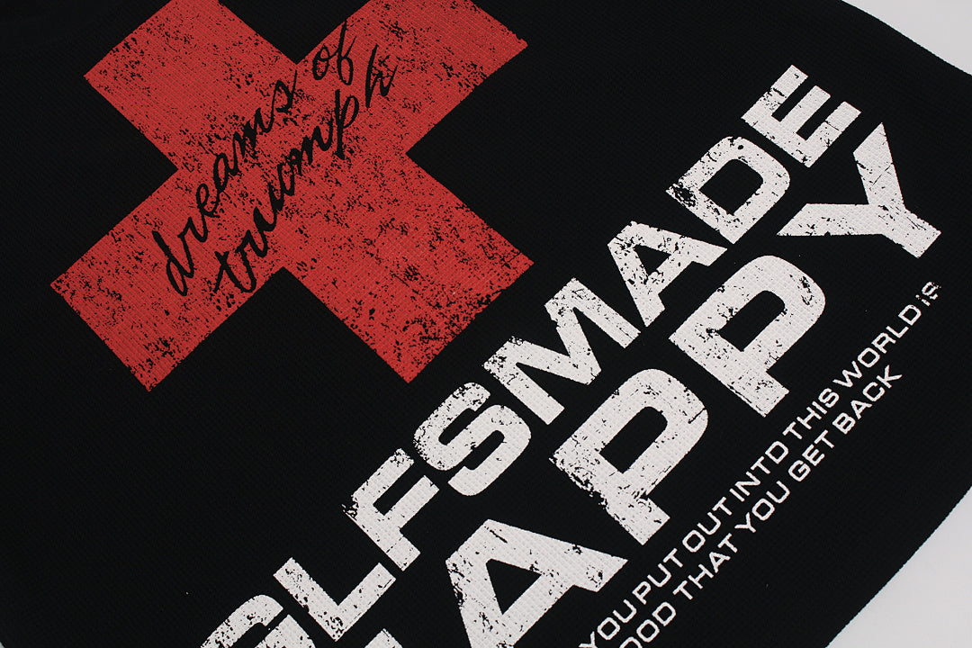 Oversized Red Cross Graphic Streetwear T-Shirt