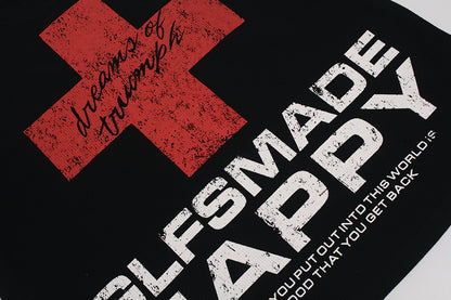 Oversized Red Cross Graphic Streetwear T-Shirt