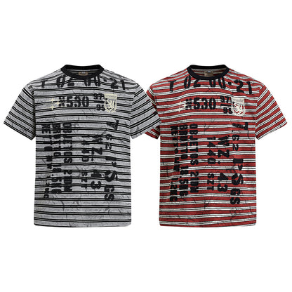 Grunge Striped Distressed Graphic T-Shirt