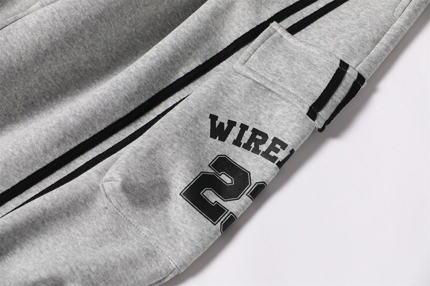 Cotton Web Stitching Letter Print Drawstring Barrel Pants