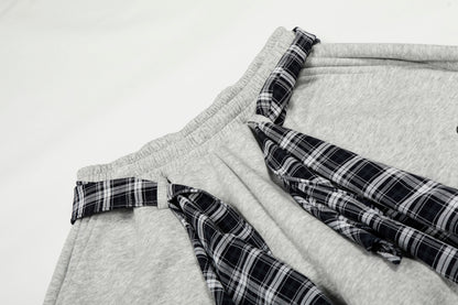 Street Detachable Plaid Waistband Machete Casual Pants