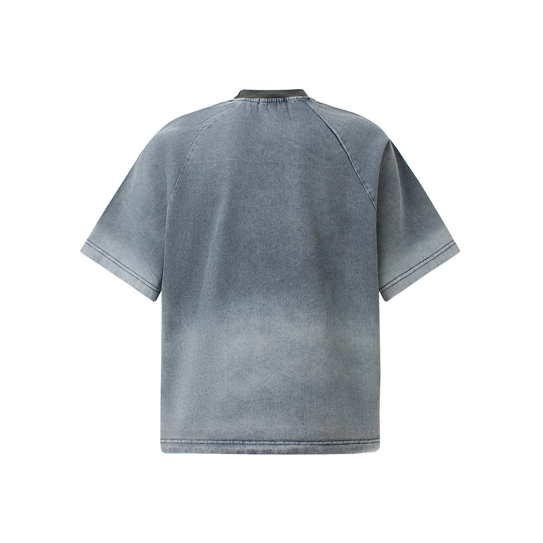 Raw-Edge Appliqué Acid-Wash T-Shirt - Santo 