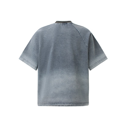 Raw-Edge Appliqué Acid-Wash T-Shirt - Santo 