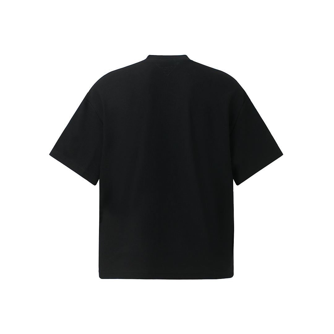 Waffle Knit Racing Checkered Flag Graphic T-Shirt