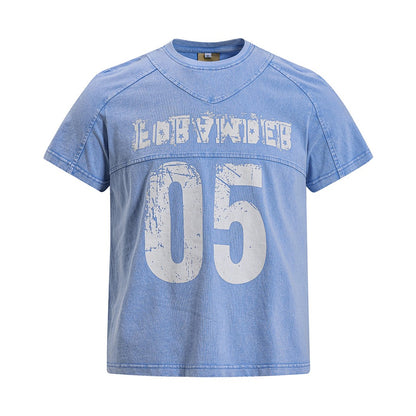 Vintage Acid Wash Number 05 Football T-Shirt - Santo 