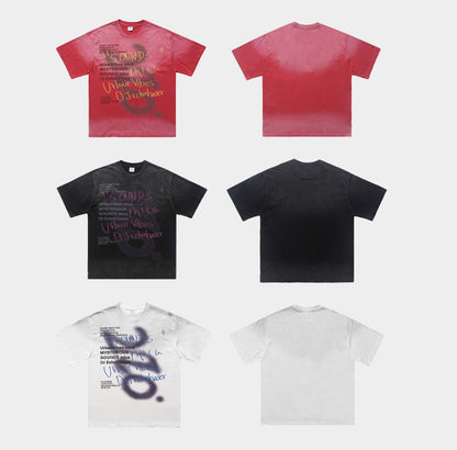 Washed Graffiti Text Print Spray Effect T-Shirt