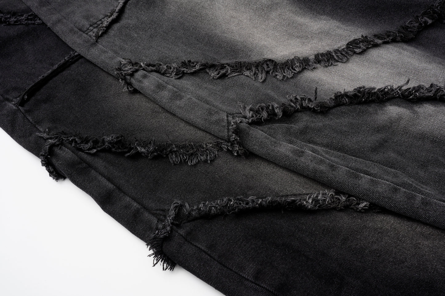 Washed Distressed Raw Edge Barrel Jeans