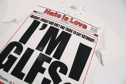Oversized Newspaper Headline Waffle T-Shirt