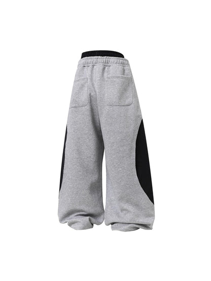 Striped Panel Wide Leg Sweatpants