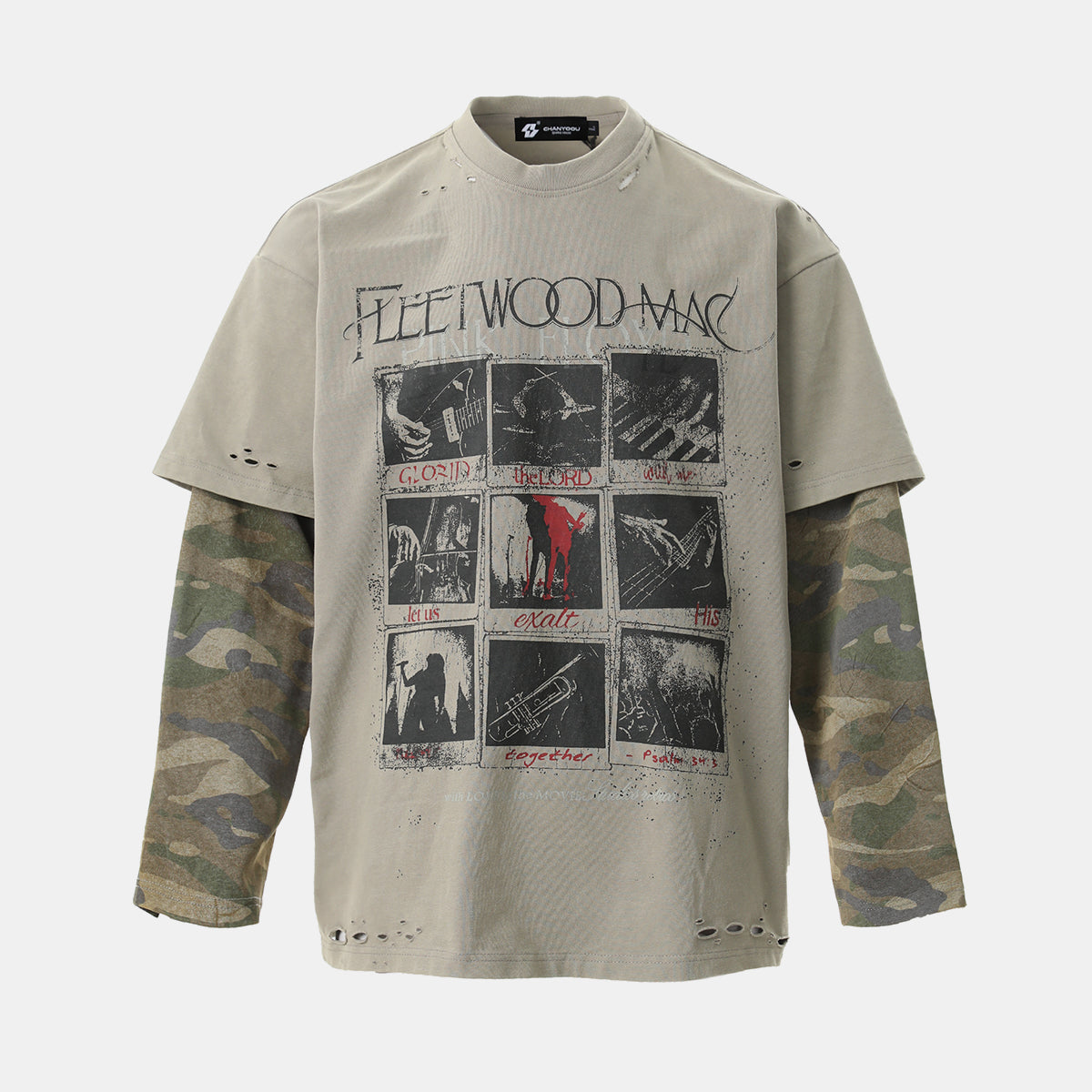 Distressed Camouflage | Two-Piece Graphic T-Shirt - Santo 