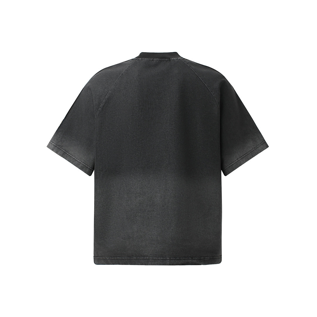 Raw-Edge Appliqué Acid-Wash T-Shirt - Santo 