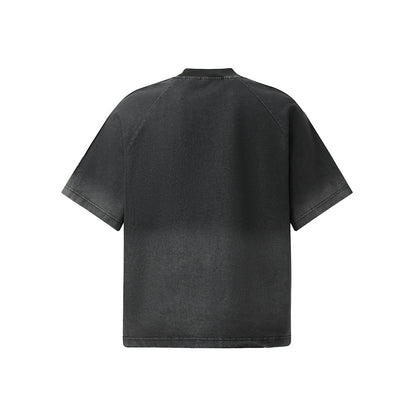 Raw-Edge Appliqué Acid-Wash T-Shirt - Santo 