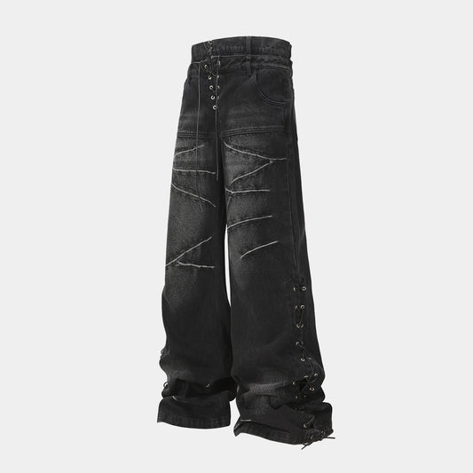Lace-Up Destroyed | Stacked Jeans - Santo 