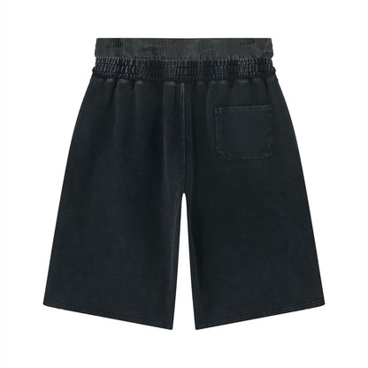 Doubled Up - Wash Distressed Wide Leg Shorts
