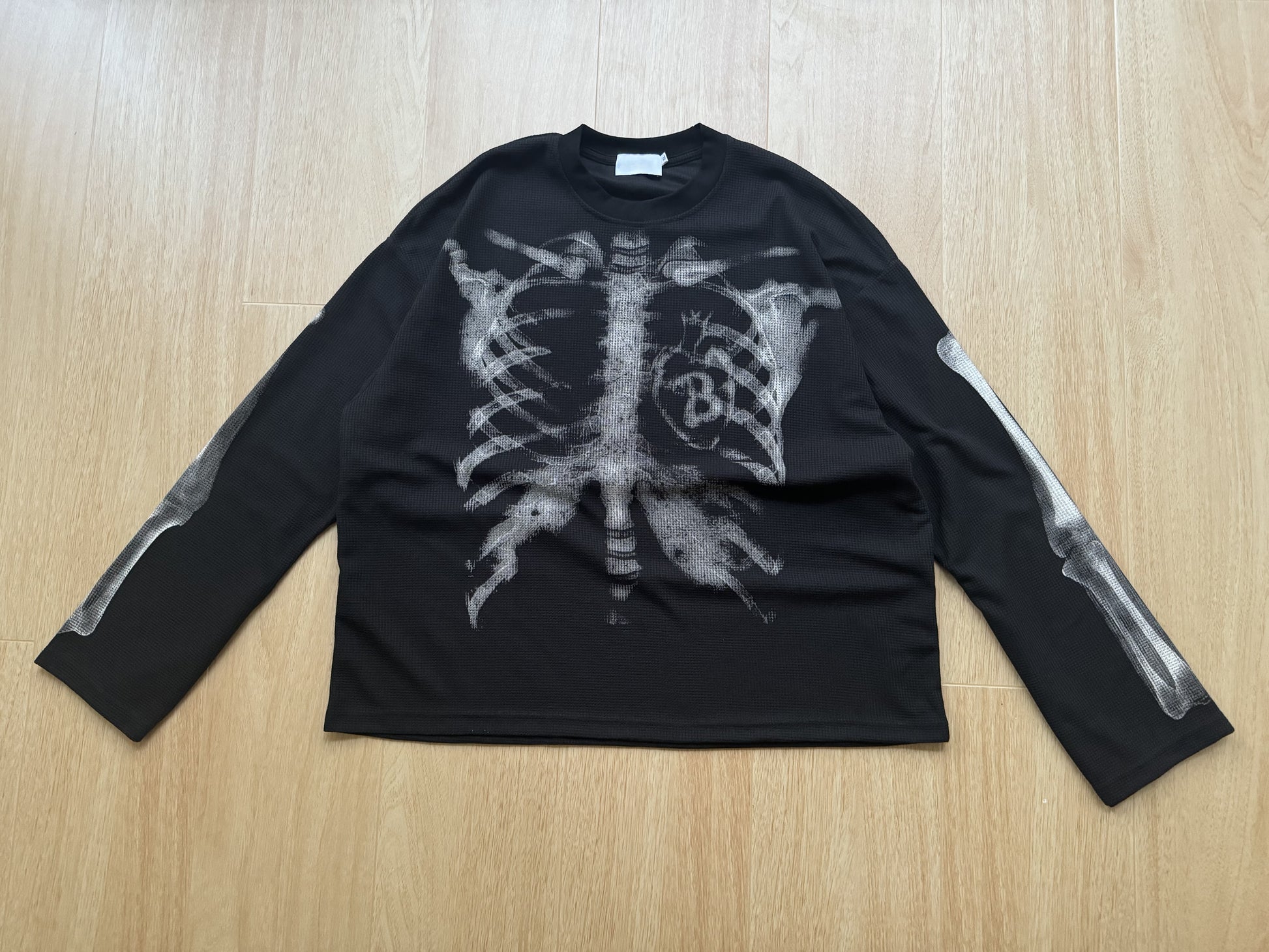 X-Ray Skeleton | Waffle Long Sleeve T-Shirt - Santo 