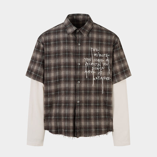 Vintage Plaid Contrast | Layered Sweatshirt - Santo 