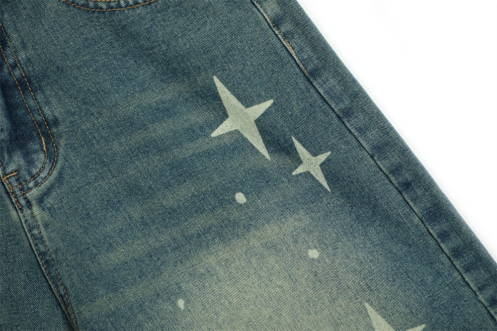 Starlight | Short en jean à imprimé étoiles streetwear