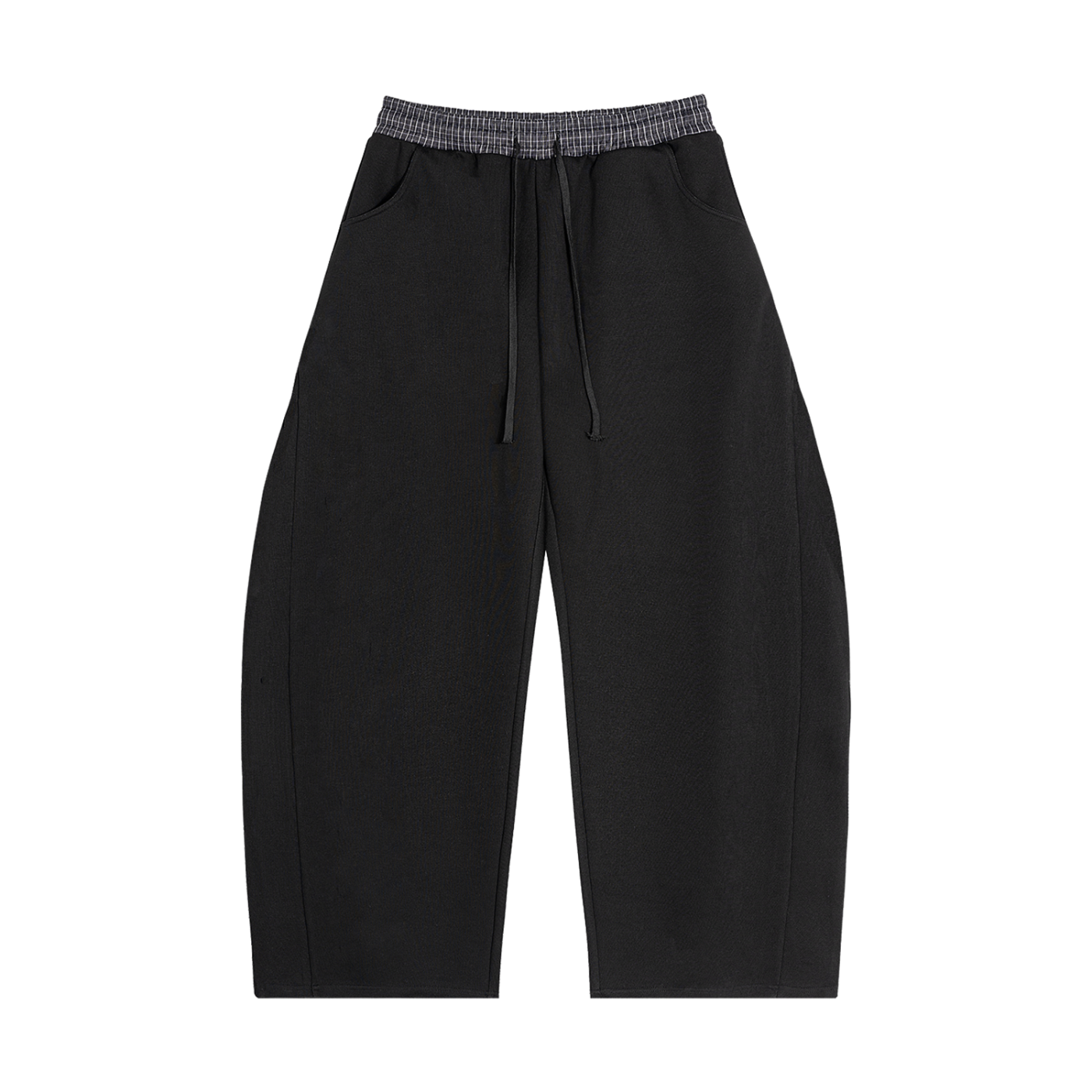 Double Up - Plaid Waistband Barrel Sweatpants