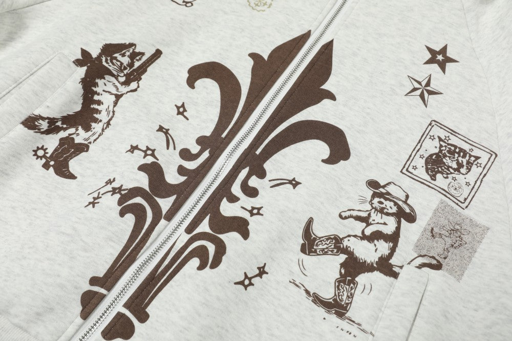 Hand-drawn | Graffiti Zip-Up Hoodie - Santo 