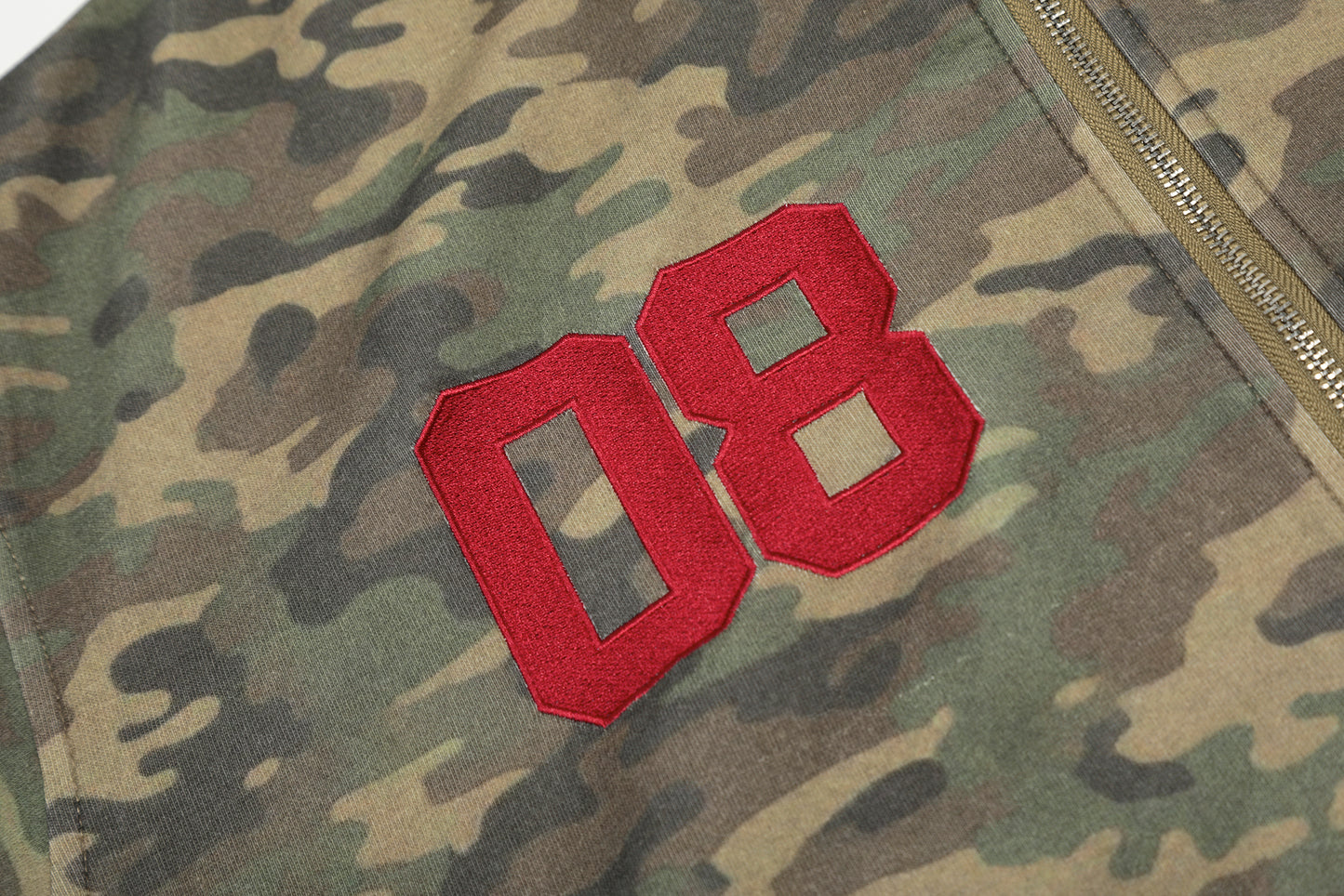 Camo Varsity Patch | Zip Up Hoodie - Santo 