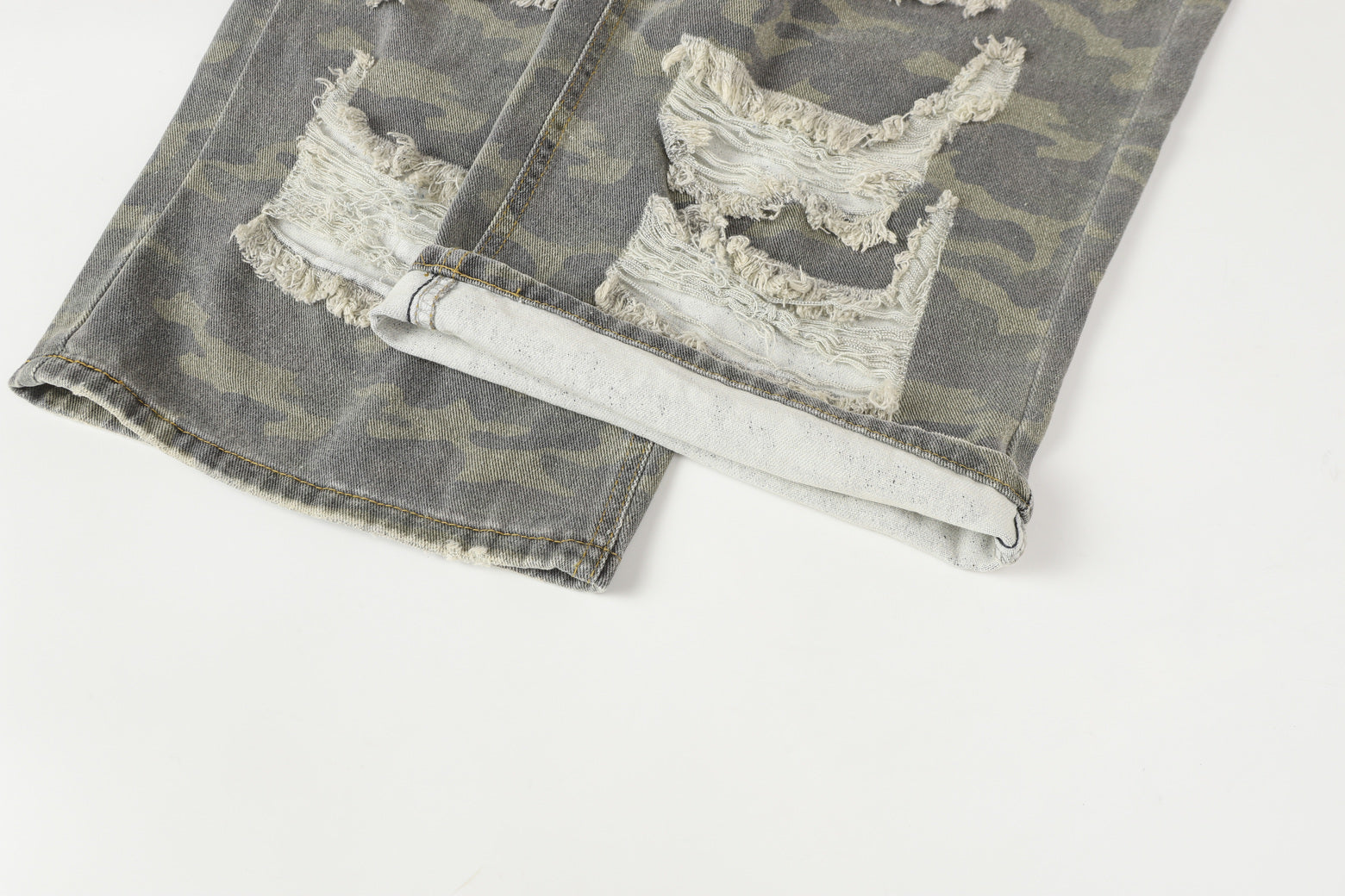 Ripped Denim Camo | Layered Jeans - Santo 