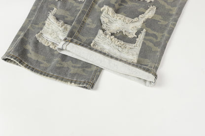 Ripped Denim Camo | Layered Jeans - Santo 