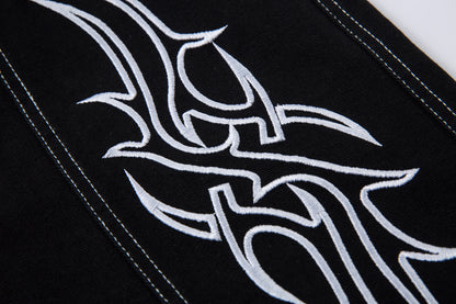 Embroidered Flame | Baggy Jeans - Santo 