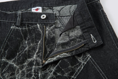 Cracked Panel Washed | Wide Jeans - Santo 