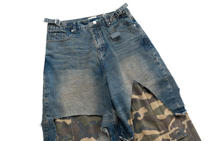 Deconstructed Denim Camo | Layered Jeans - Santo 