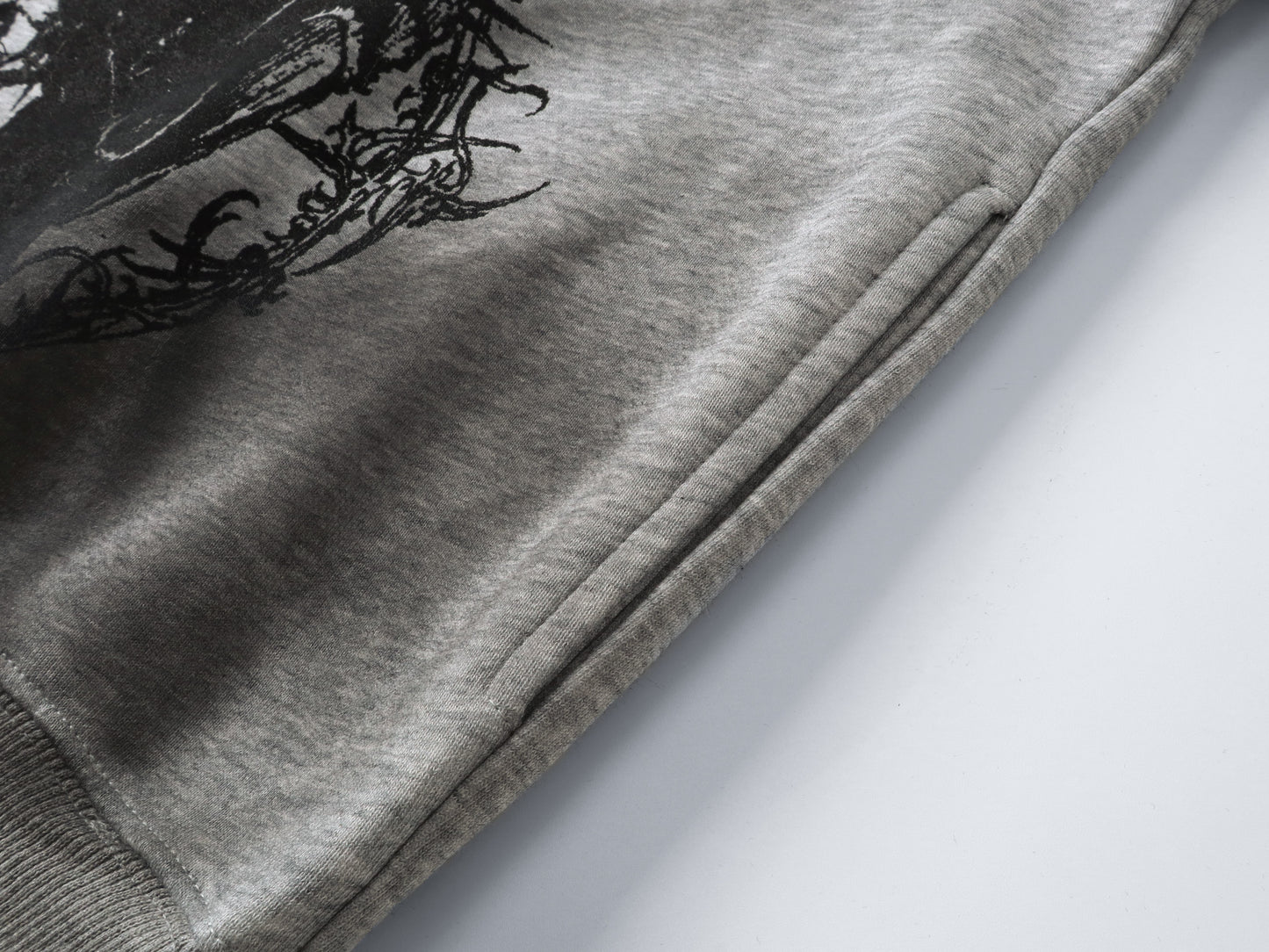 Gothic Distressed Print | Zip-Up Hoodie - Santo 