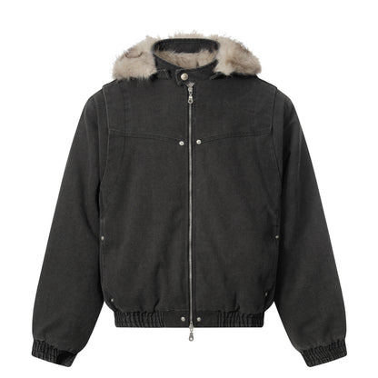 Denim Textured | Fur Streetwear Jacket