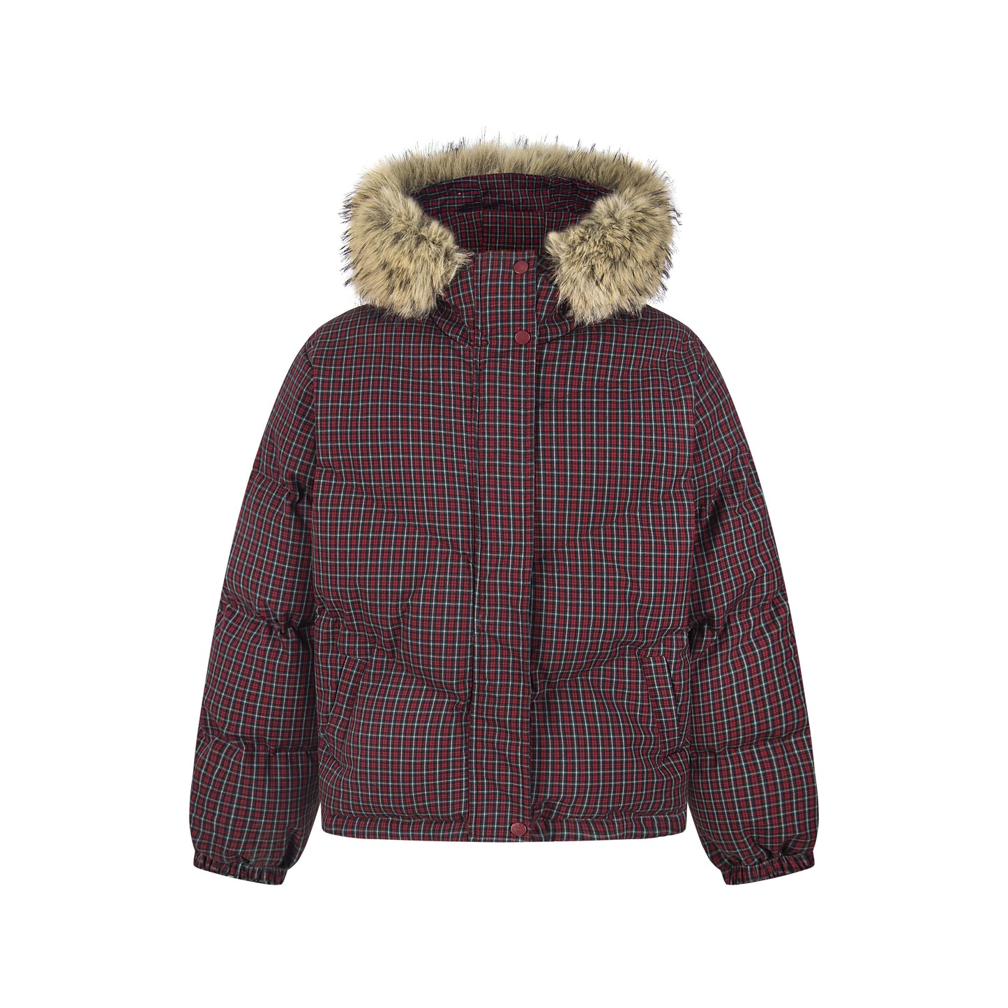 Winter Nest | Faux Fur Trimmed Plaid Puffer