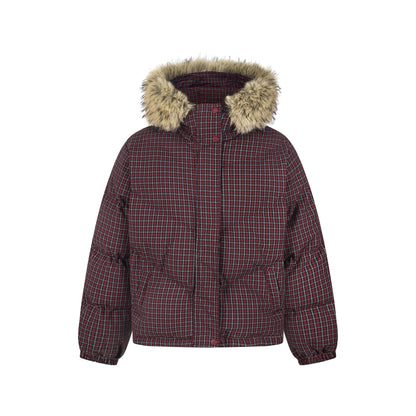 Winter Nest | Faux Fur Trimmed Plaid Puffer
