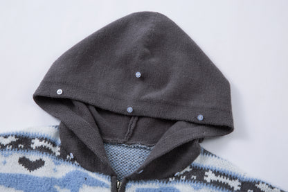 Powder Star | Striped Knit Hoodie with Faux Fur Hood