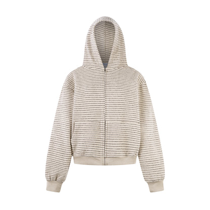 STRIPE CLOUD | Minimalist Knit Zip Hoodie
