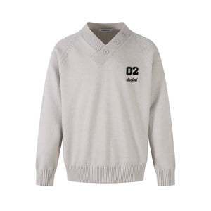 Varsity Button | Mock Neck Knit Sweater
