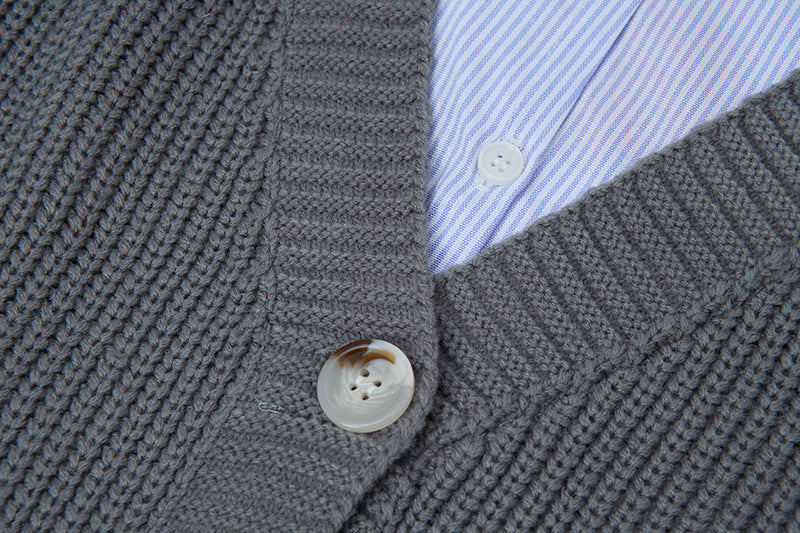 Prep Layer | Knit Cardigan with Shirt & Tie Detail