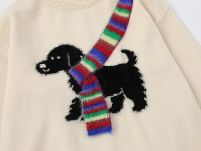 Snow Pup | Embroidered Dog Knit Sweater - Santo 