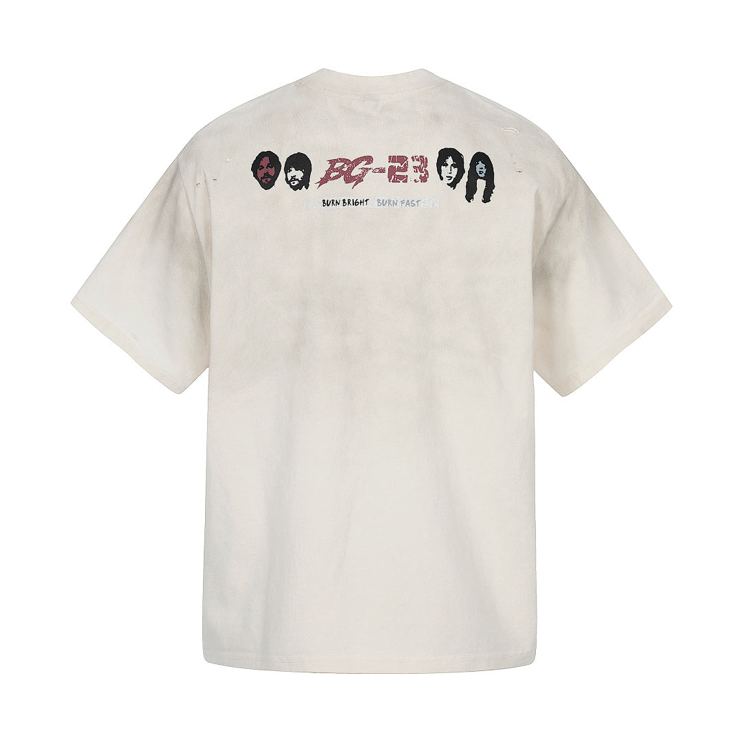 Oversized Distressed Rock Graphic T-Shirt