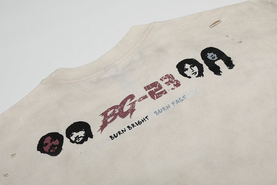 Oversized Distressed Rock Graphic T-Shirt