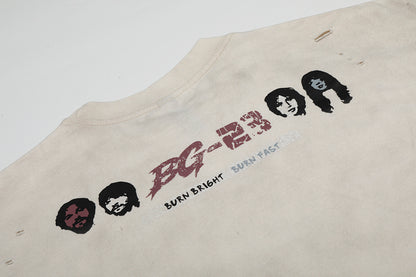 Oversized Distressed Rock Graphic T-Shirt