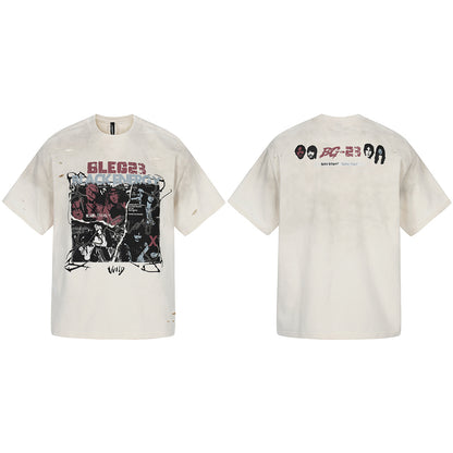 Oversized Distressed Rock Graphic T-Shirt
