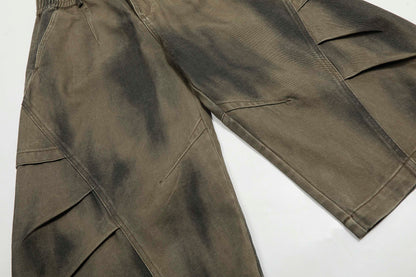 Washed Cargo | Wide-Leg Shorts - Santo 