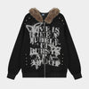 Graffiti Print Faux Fur | Zip Up Hoodie