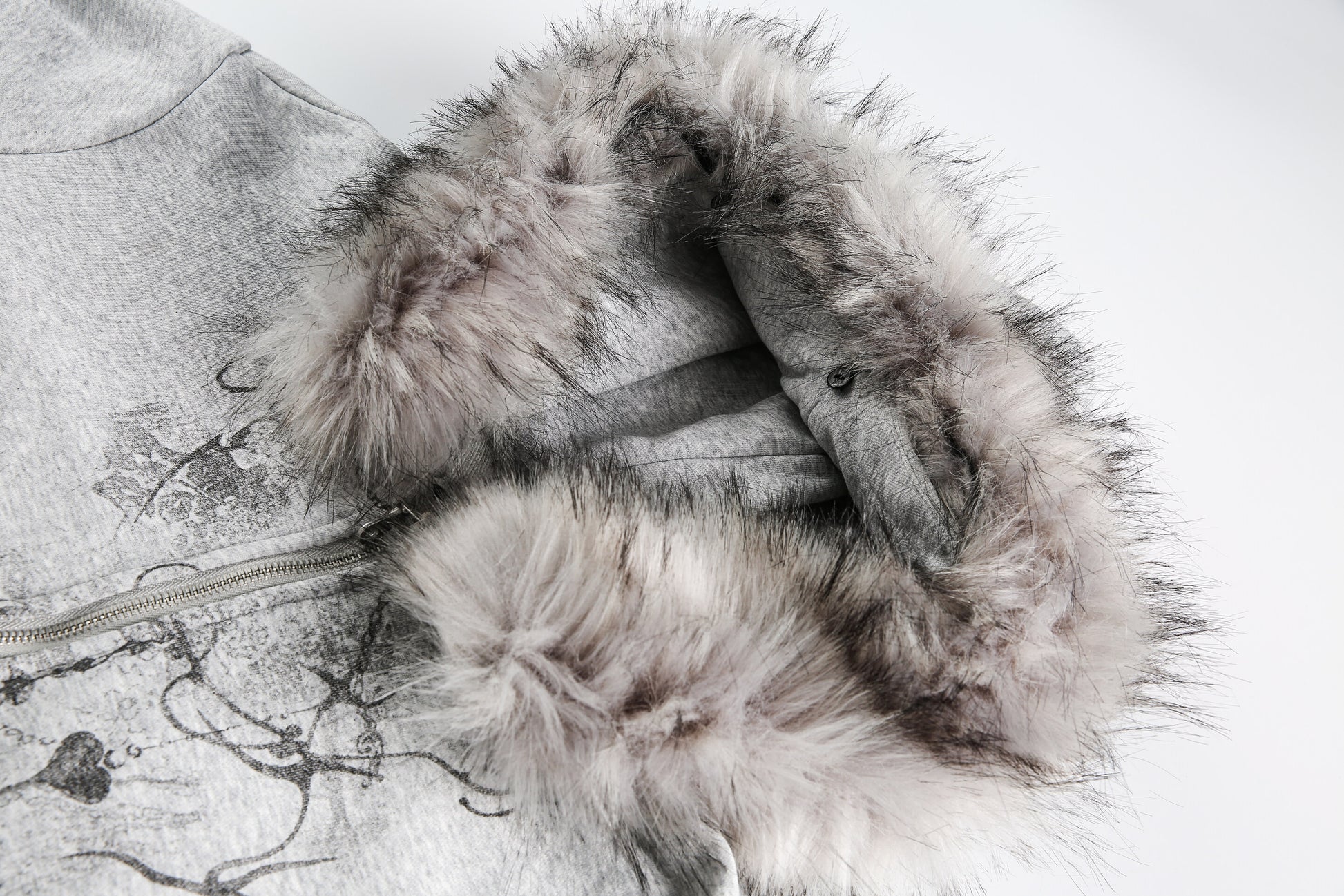 Gothic Fur Collar | Zip Up Hoodie - Santo 